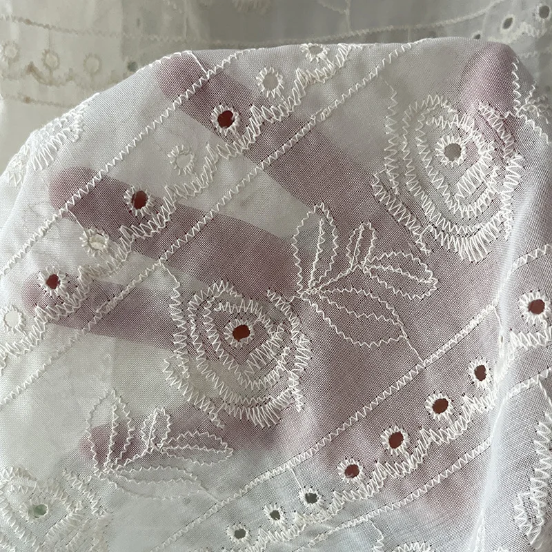 

Embroidered Floral Cotton Lace Fabric Soft Thin Summer Dress Skirt Clothing Handmade Diy Sewing Cloth