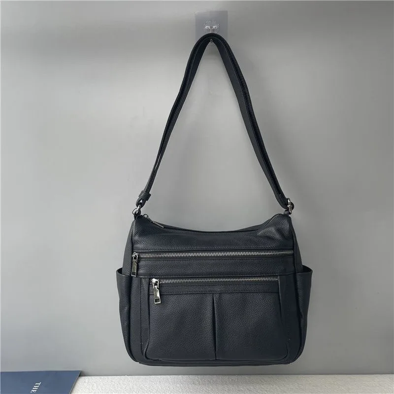 

High quality Genuine leather handbags Women black Commuter Bag Luxury designer woman handbag fashion 100% cowhide shoulder bag