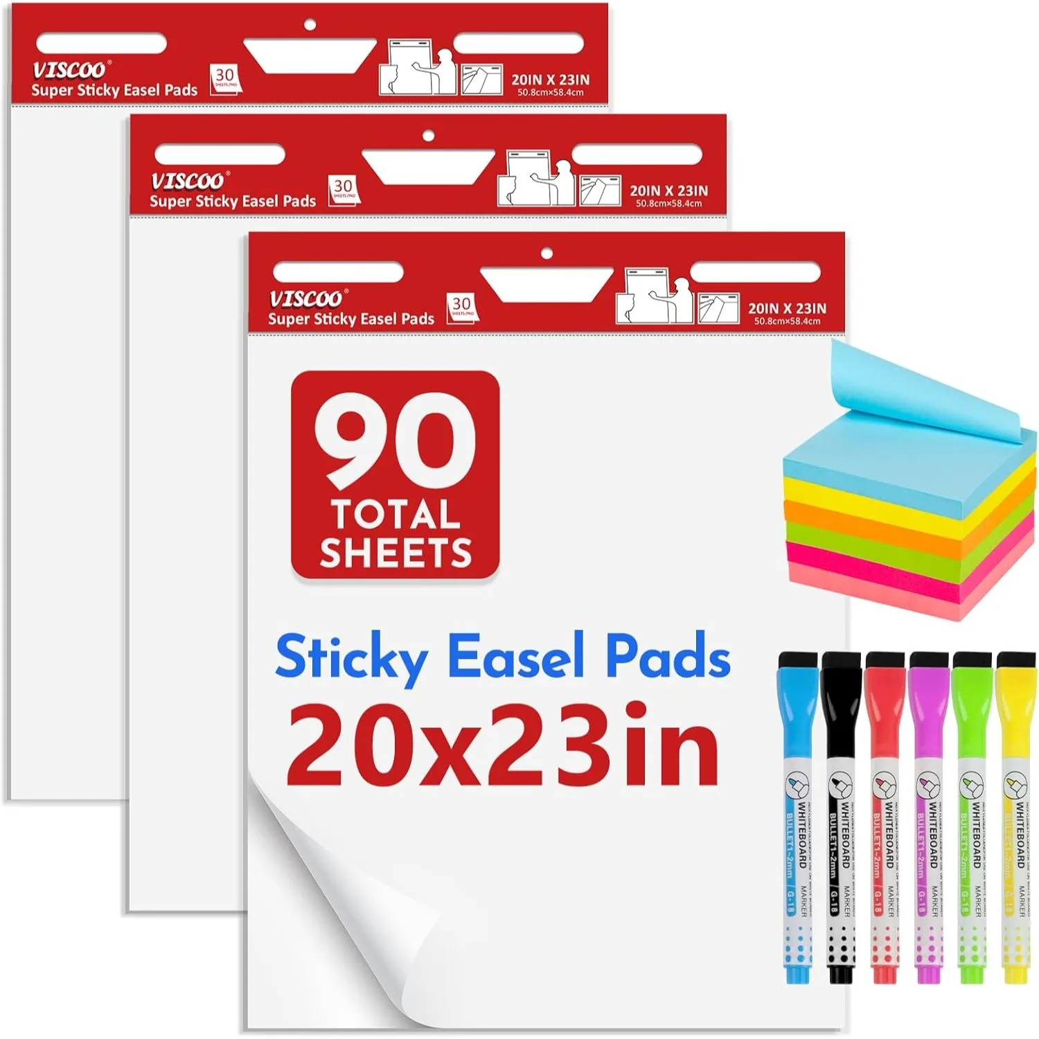 

Self-Stick Easel Pad 20x23 Inches Flip Chart Paper for Teachers, Giant Sticky Chart Paper for Office Classroom with Adhesive