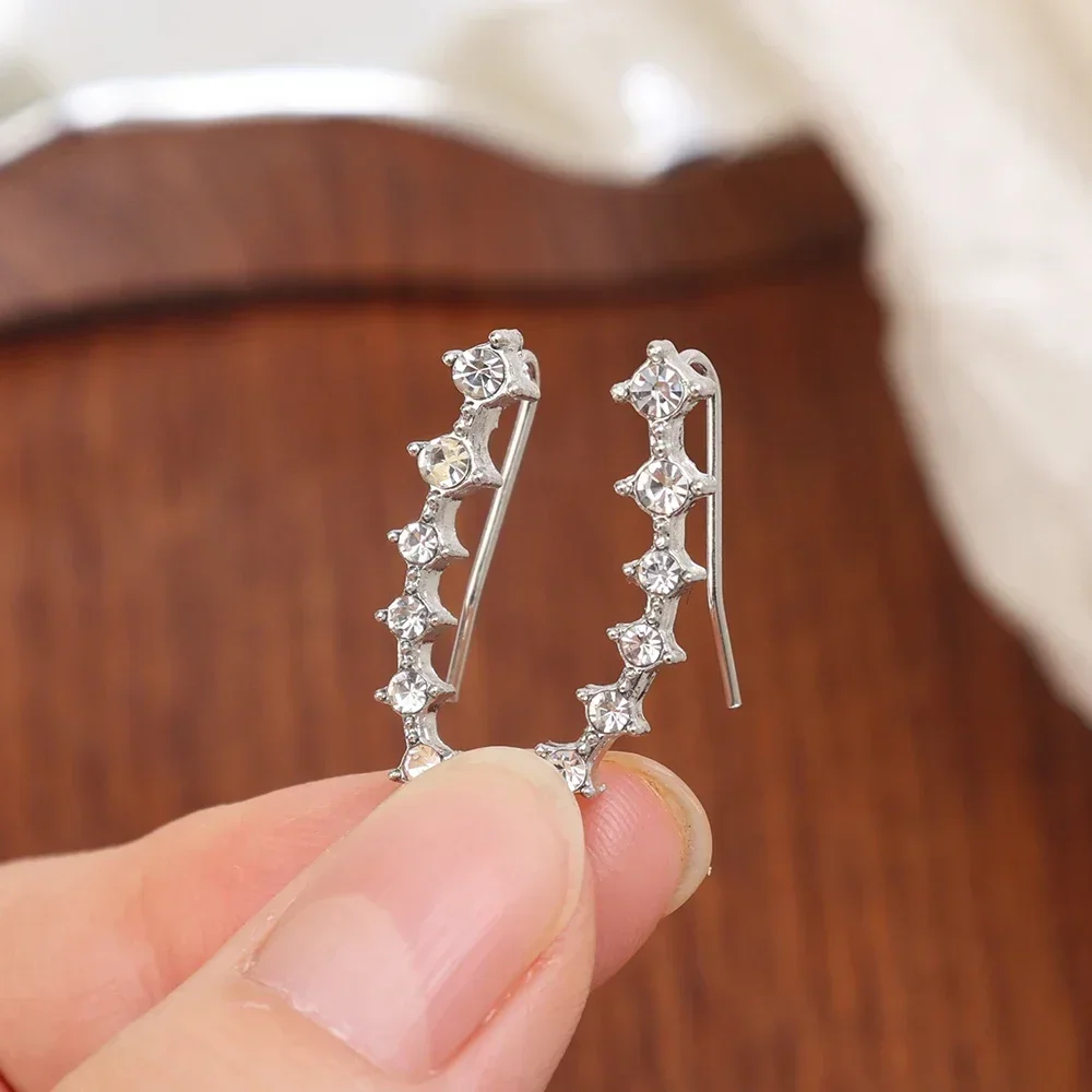 Big Dipper Zircon Earrings Long Dipper Ear Hook Clip on Earrings for Women Fashion Round Shiny Elegant Earrings Jewelry Gifts