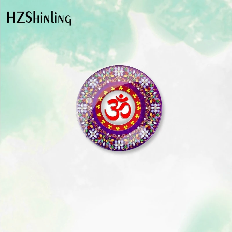 2023 New Om Indian Sacred Sound Pattern round Button Badge Brooch For Clothes Backpack Decoration Pin Jewelry