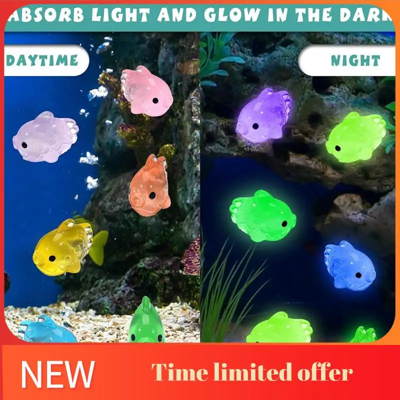 ABRN-120 Pcs Mini Glow Fish Miniature Statue Cute Tiny Resin Flatfish Figure For Miniature Landscape Flower Pots Micro