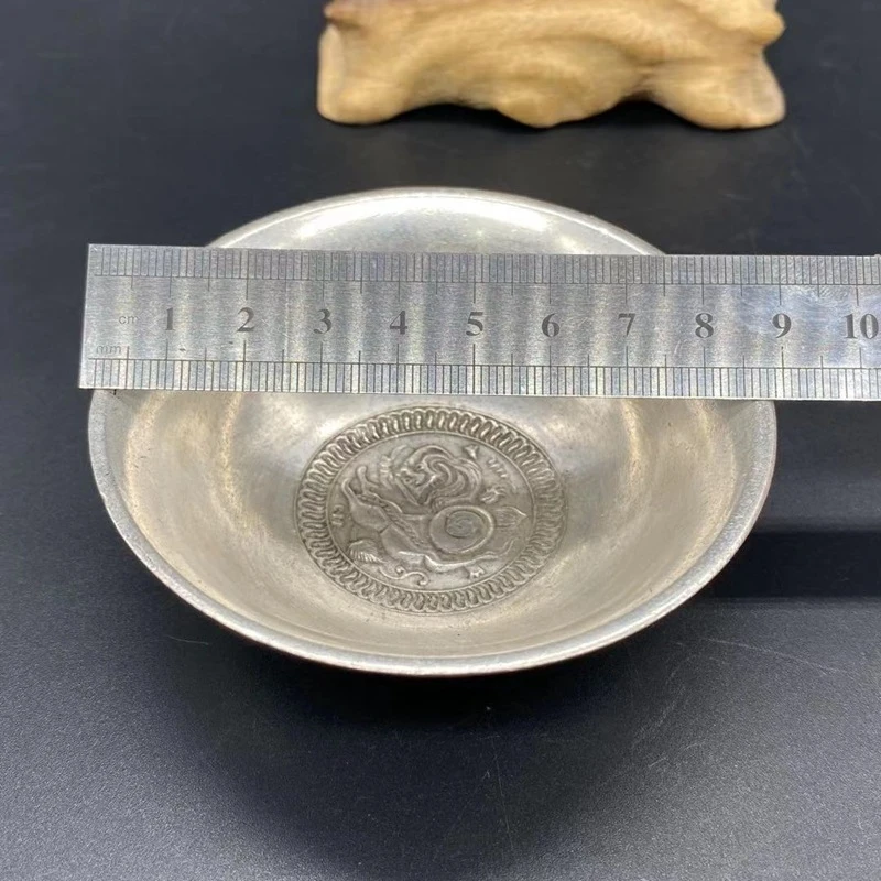 Vintage pure Pixiu copper for Buddhist altars, used to hold water, cup, small bowl with the word 