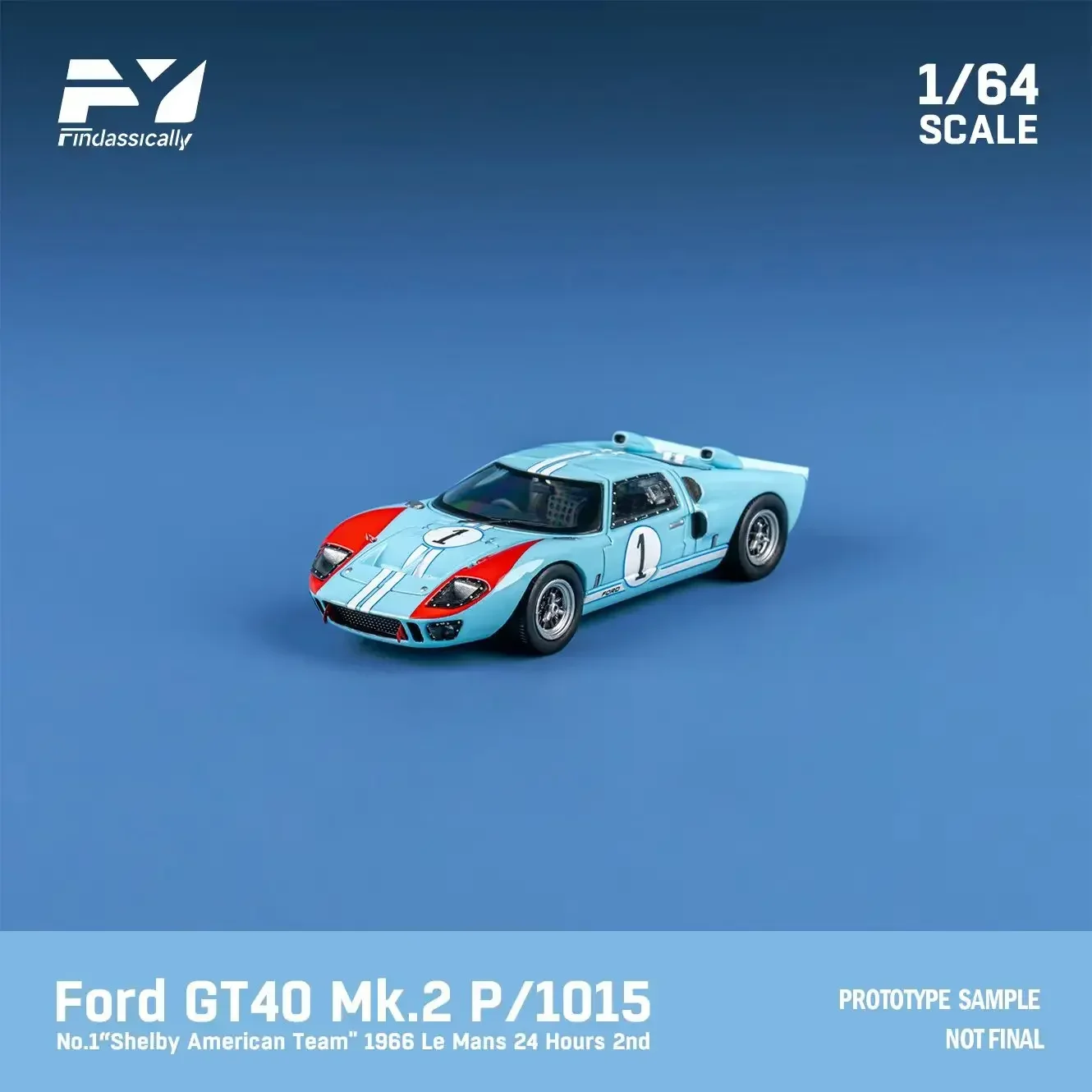 FindclassicallY 1:64 GT40 Mk II 1966 LeMans modelo de coche fundido a presión