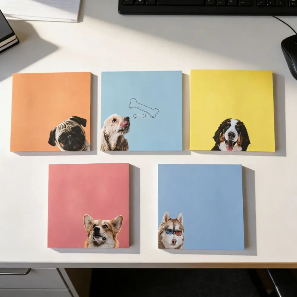 450/300/250pcs Animal Pattern Animal Sticky Notes Sticky Cartoon Kitten Puppy Cat Dog Note Pad Memo Pad Colorful Note Paper