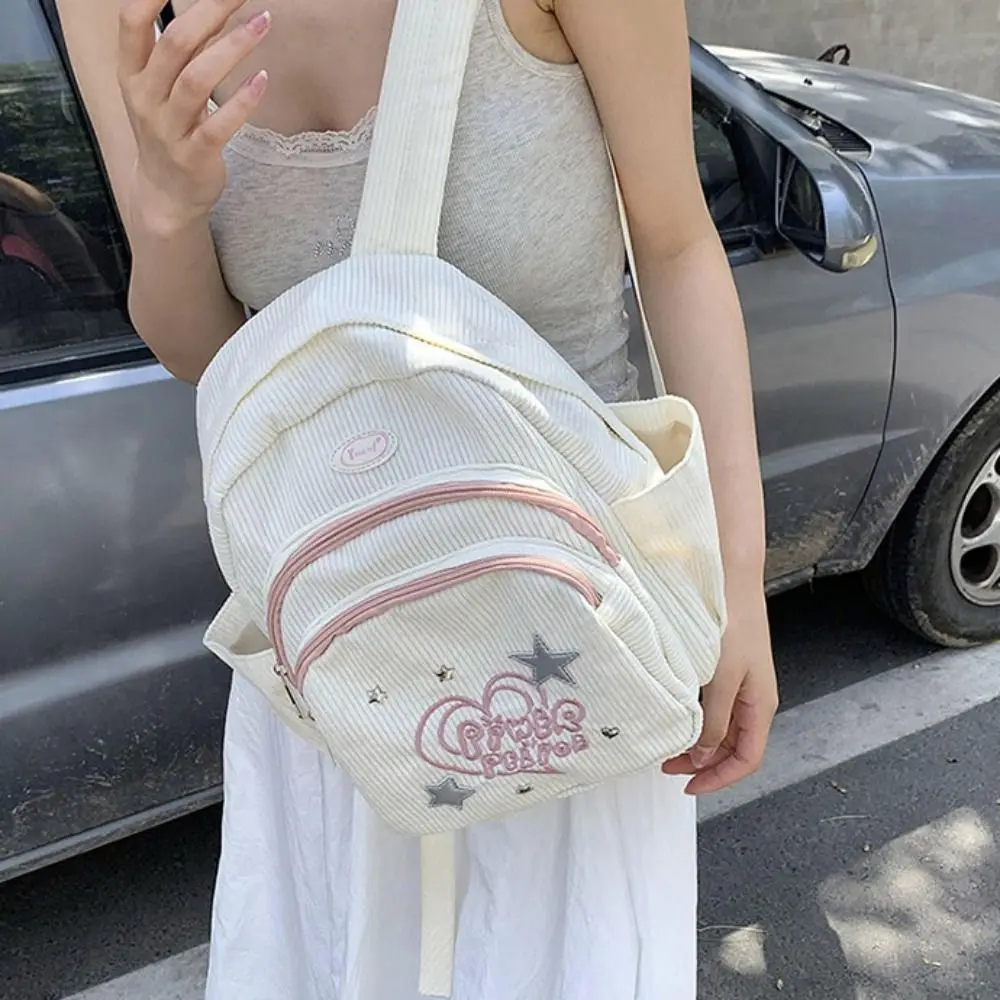 Kleine Packung Cord Rucksack Einfarbig Handtasche Stern Liebe Schulter Tasche Mehrere Taschen Koreanischen Stil Casual Rucksack Männer