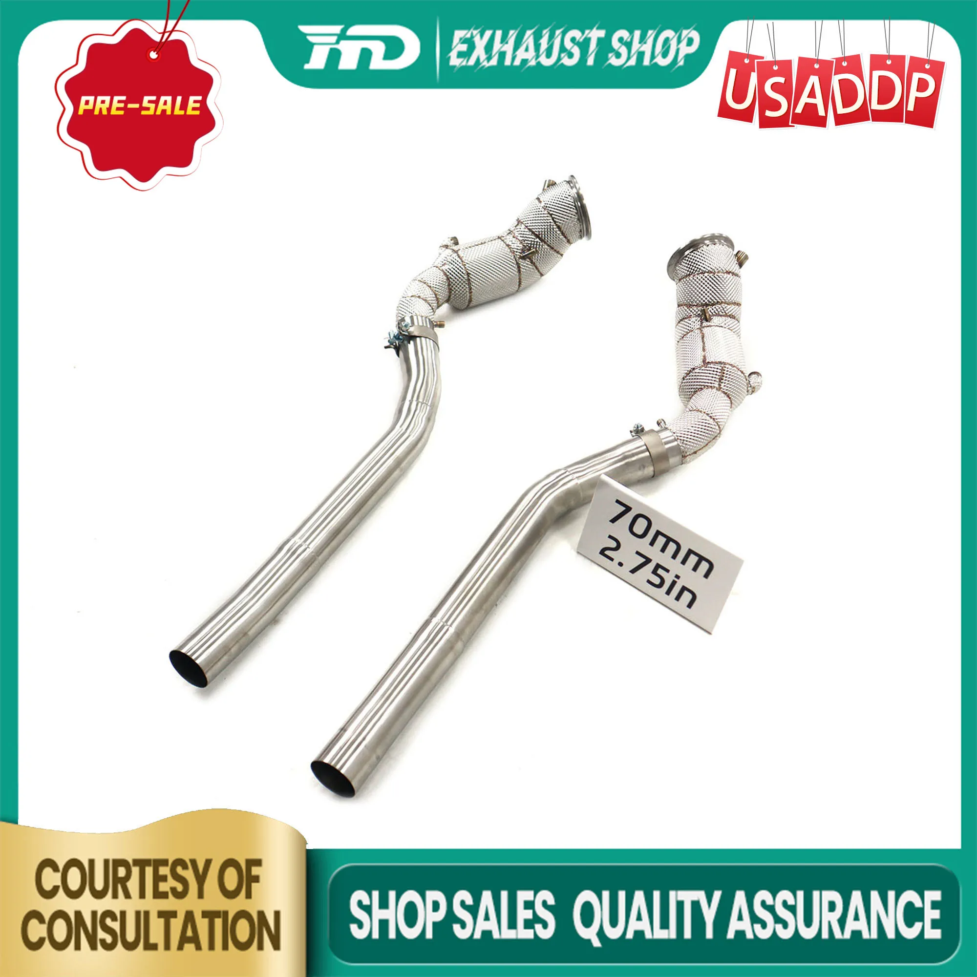 

HMD Downpipe for Ferrari Purosangue 6.5L Exhaust system SS304 Increased power High quality Heat shields with Catalyst/catless