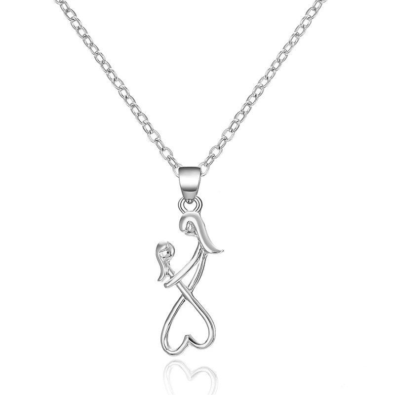 Mutter Tochter Sohn Familie Halskette Schlüsselbein Kette Silber Farbe Figur Anhänger Schmuck Für Frauen Muttertag Geschenk – Detail 7