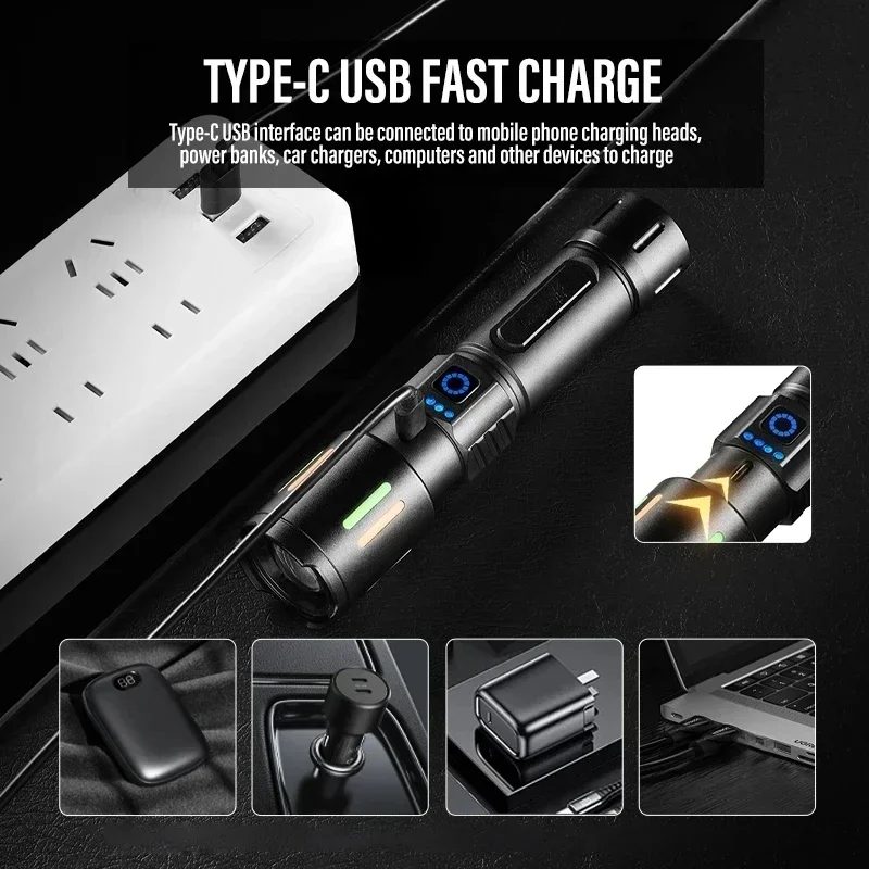 Most Powerful LED Flashlight Rechargeable LED Flashlights High Power Zoom Torch Light Long Range Tactical Lantren Camping Light