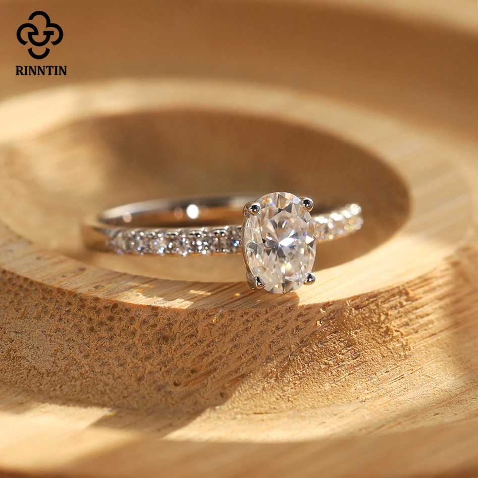 

Кольцо Rinntin из 100% стерлингового серебра 925 пробы с муассанитом, женское, сияющее, с лабораторными бриллиантами, обручальное, ювелирное изделие SMOR10