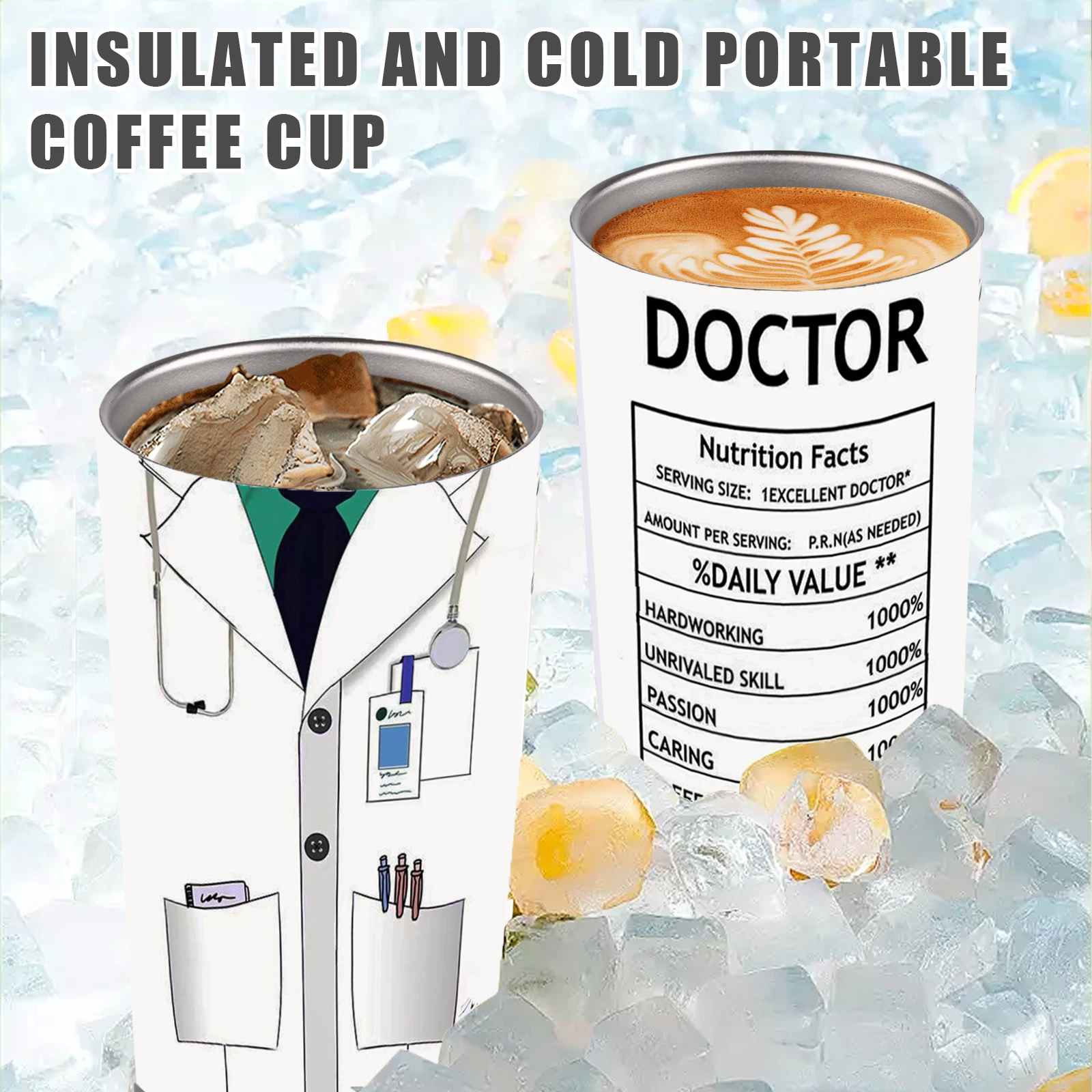 20oz Doctor Tumbler Cup - Leak Proof, Reusable, Stainless Steel - Ideal Gift for Doctors, Male/ Female , Colleagues, Medicine