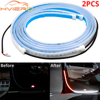 1/2PCS Car Door Opening Warning Lights Anti Collision Strobe Flexible LED 12V White Red Flash Led Strip Signal Lamps Decoration