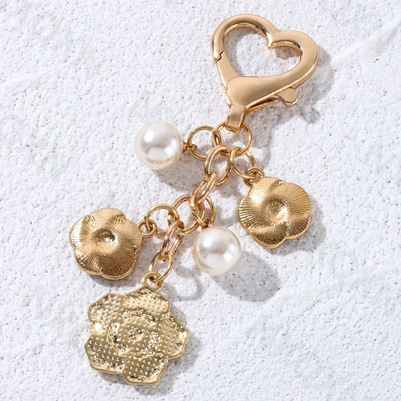 Pretty Flower Preal Enamel Keychain Plant Elegant Key Ring For Women Girls Friendship Gift Decoration Handmade DIY Jewelry Set