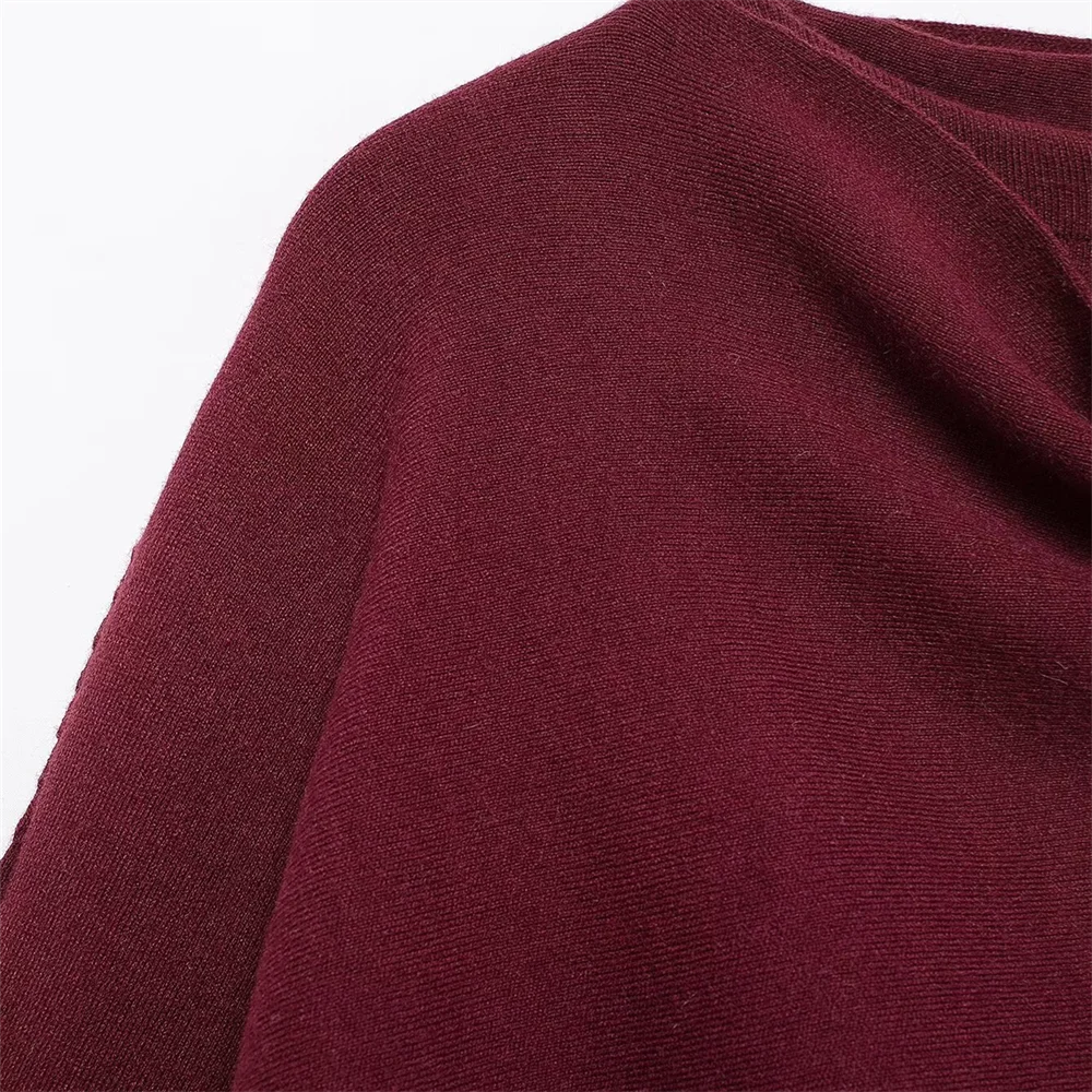 Winter New Women's Clothing Slim Fit Simple Lazy Style Scarf Cape style Round Neck Long Sleeve Short Knitted Coat Coat