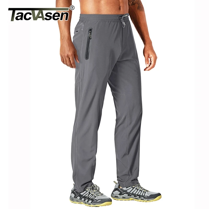 TACVASEN Mens Outdoor Pants Quick Dry Straight Running Hiking Pants Elastic Lightweight Yoga Fitness Exercise Sweatpants Joggers