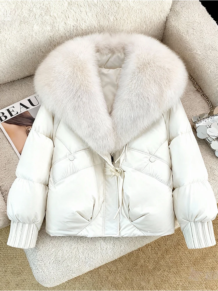

Korean Sle Women's Thiened Cotton Jaet with Large Fur Collar Loose Fit Faionable Winter Outerwear Coat Zipper Closure