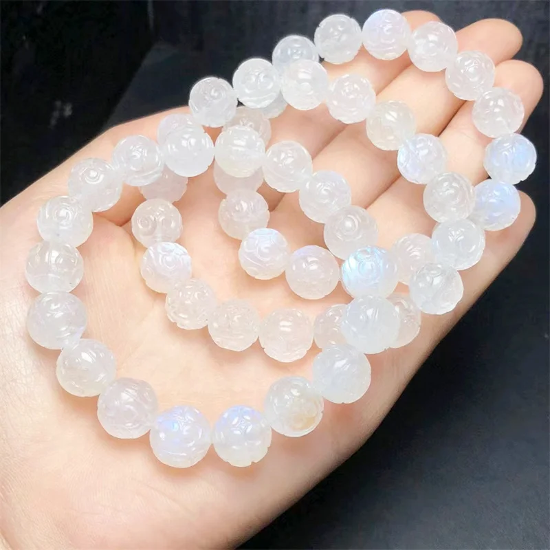 

Natural Blue Moon Stone Mosaic Bead Bracelet Reiki Gemstone Fashion Jewelry Fengshui Women Healing Lucky Energy Gift 1pcs 10MM