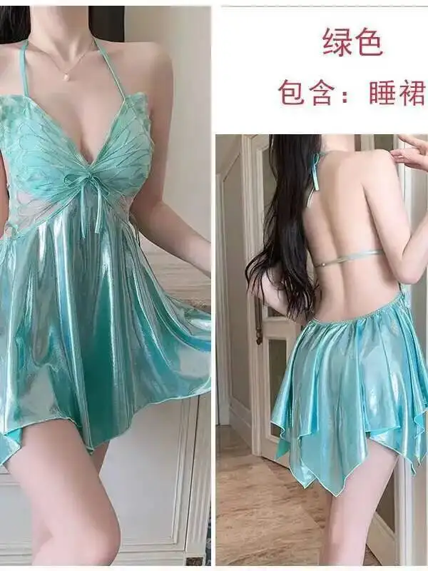 Women's Light Luxury Chest Mat Underwear Sweet Smooth Ice Silk Sleeping Dress Elegant Green Hot Sexy Korean Women Tops MAJ8