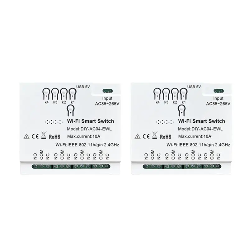 Efficient 2X 4CH Ewelink Wifi Smart Switch 85-265V USB 5V 2.4G Wifi Smartlife Home Automation Module For IFTT Alexa Google Home