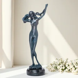 36.5cm Bronze Nude Women Sculpture Abstract Bronze Female Statue Sexy Bronze Art Figurine Crafts For Home Decor Ornament Gifts
