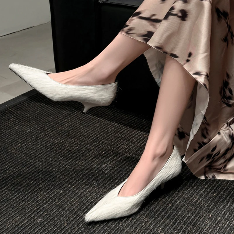 Women's Real Leather Pointed Toe High Heel Pumps for Weddings