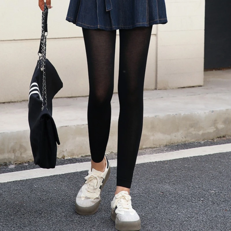 New Spring Summer Thin Skinny Tights for Women Stretchy Casual Ankle-length Tights Workplace Lady Knitted Matte Finish Pantyhose