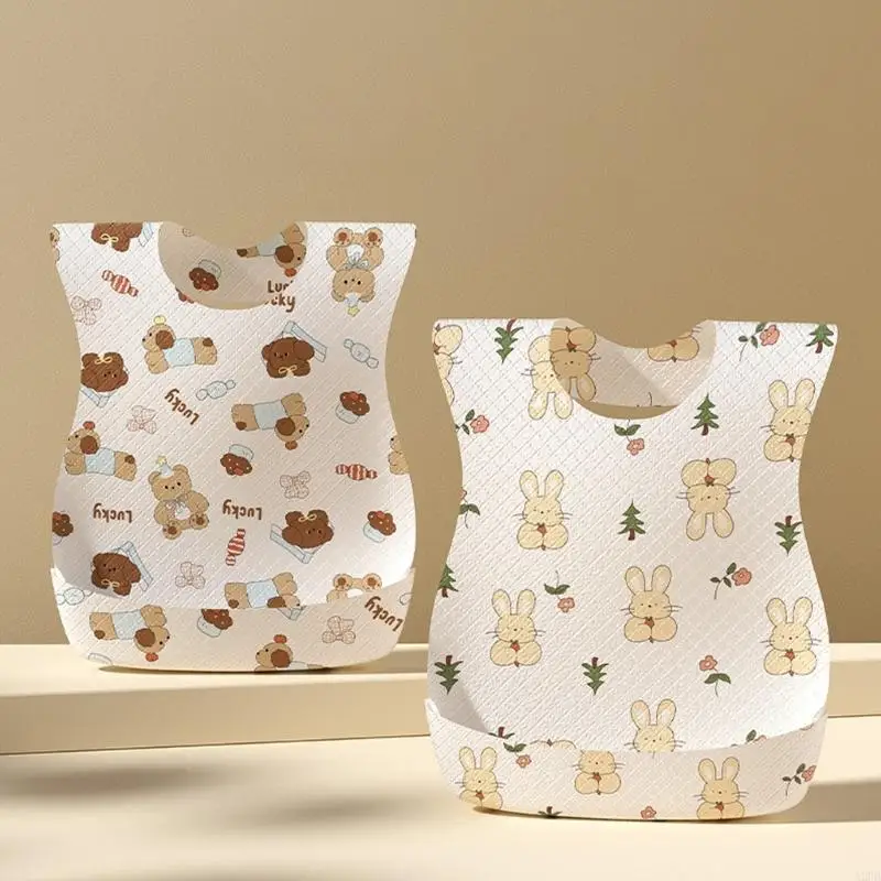 Pack of 20 Disposable Baby Bib Soft Fabric for Infants Toddlers Feeding Mealtime Easy Cleanup A2UB