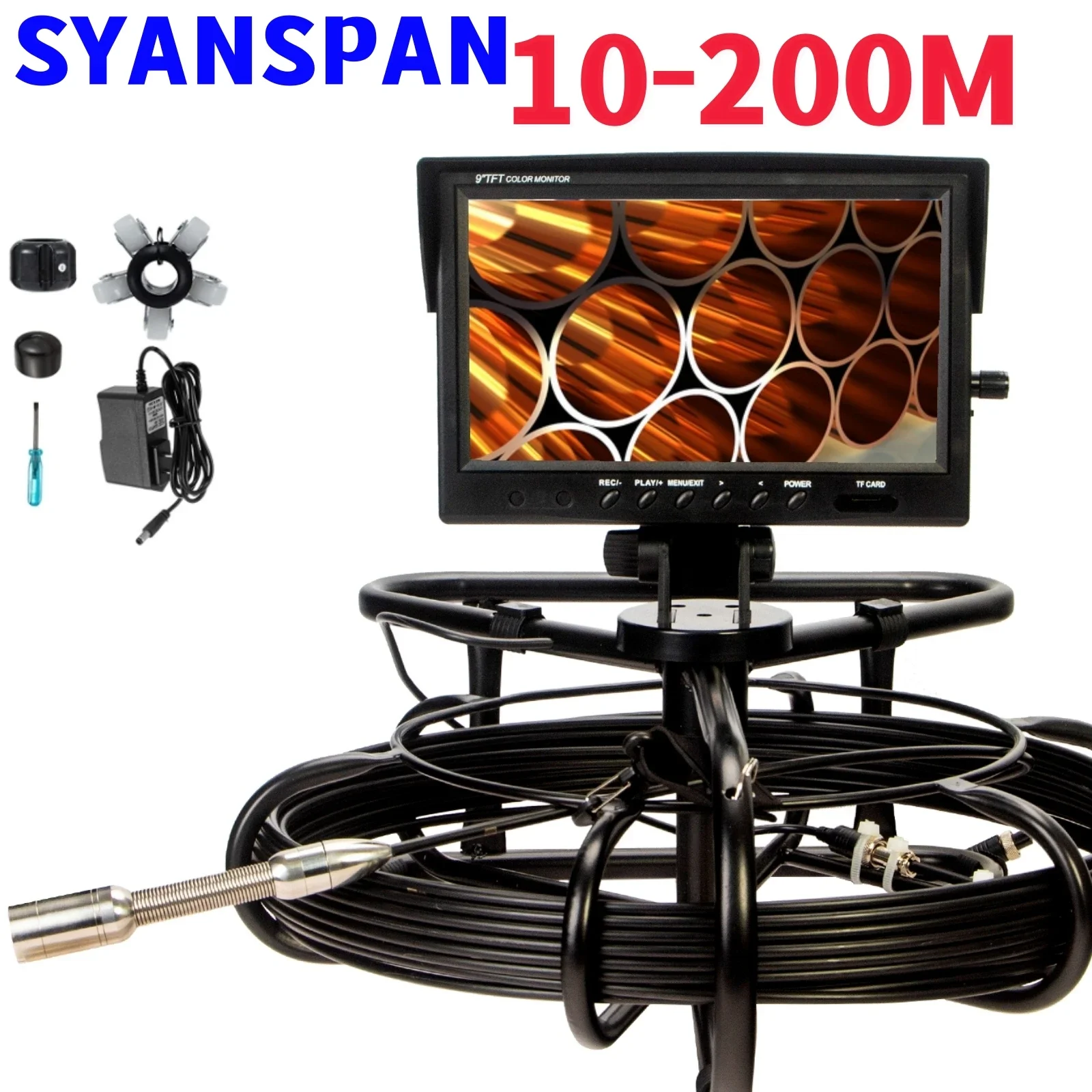 

Pipe Inspection Camera,SYANSPAN 9 Inch 23MM Drain Sewer Pipeline Industrial Endoscope 8GB DVR Video Recording Waterproof IP68