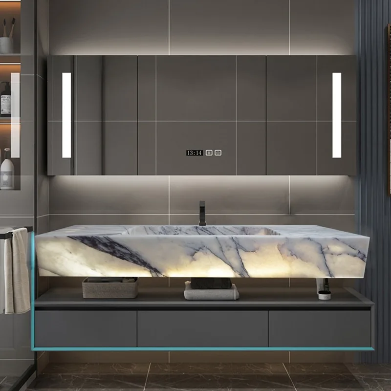 Long Marble Kitchen Island Thickened Stone Countertop Scratch Resistant Easy Clean Sturdy For Large Kitchen Lounge Area