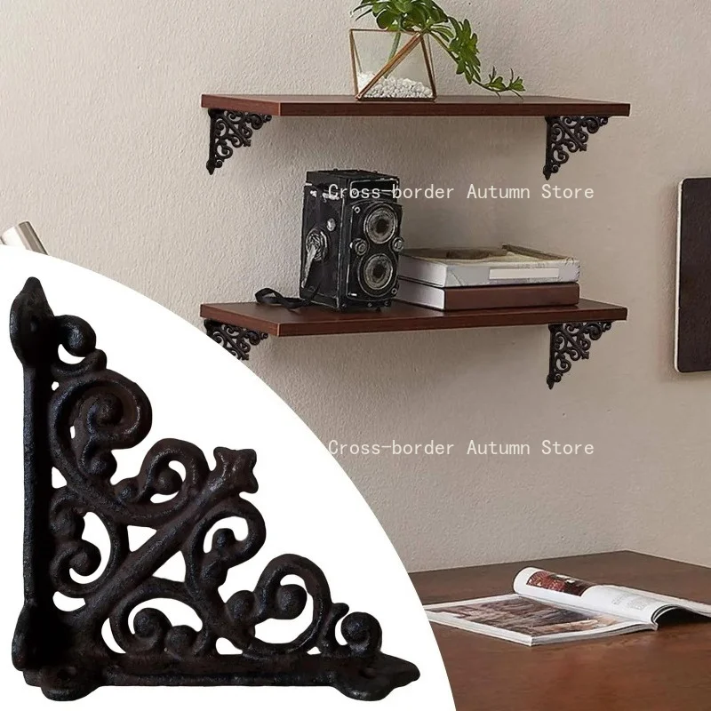 Cast Iron Shelf Brackets Furniture Heavy Duty Metal Wall Mounted Shelving Bracket Support Holder Hardware Multi-functional