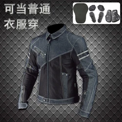 Motorcycle Riding Mesh Jacket for Men, Anti-Fall Knight, Cowboy Racing Suit, Summer, JK006