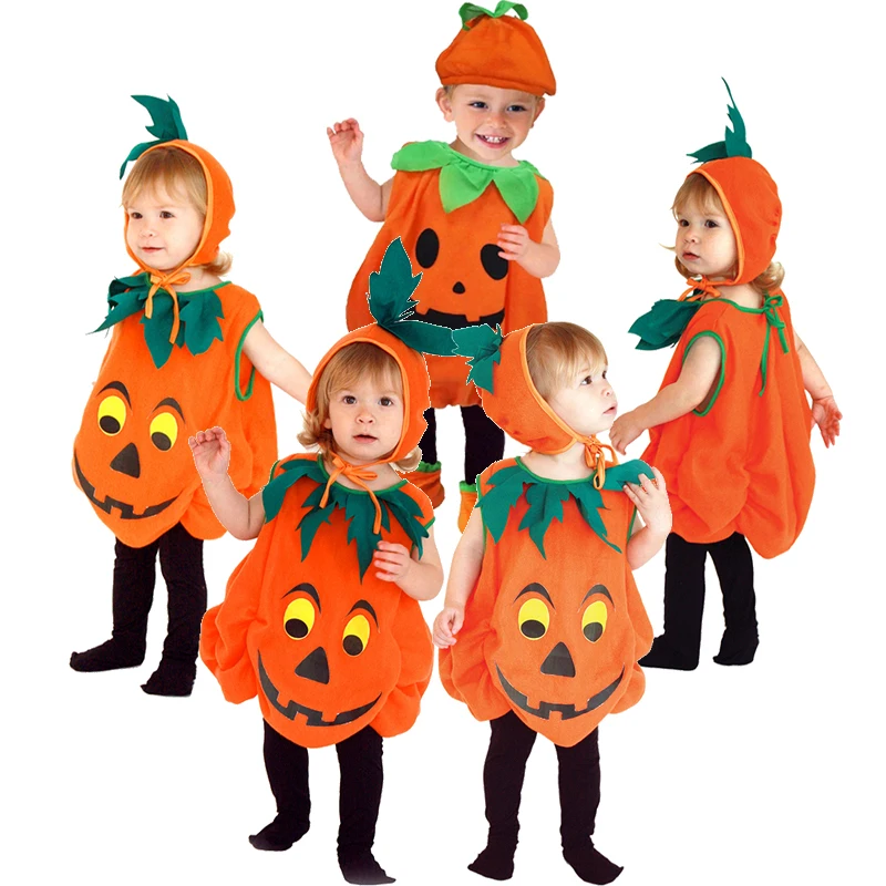 

Pumpkin Clothes Set Halloween Costume Boy and Girl Toddler Cosplay Costume Kid Pumpkin Print Sleeveless Romper Party Clothing