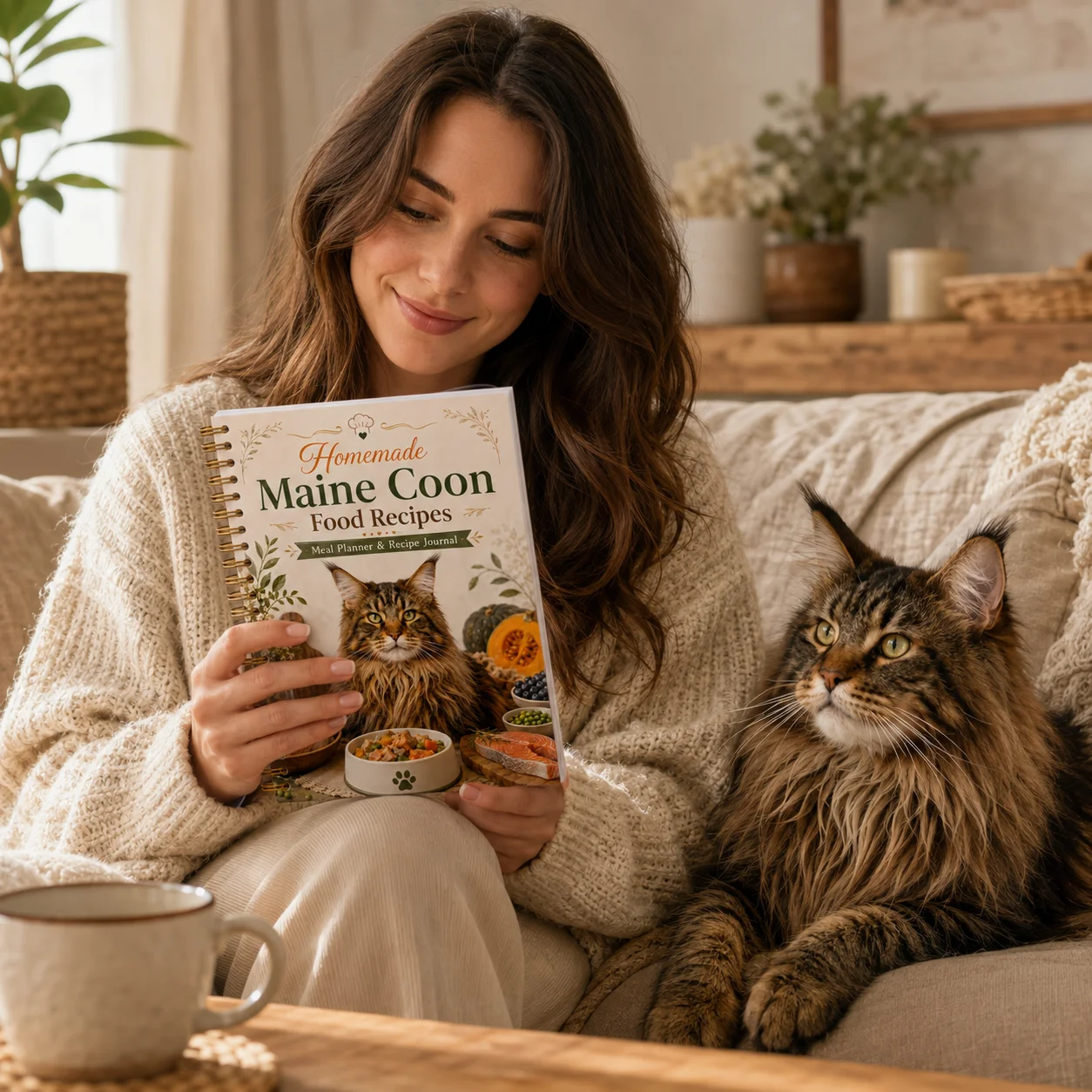 Homemade Maine Coon Cat Food Recipe Journal, A5 Spiral Meal Planner & DIY Treat Notebook for Cat Owners