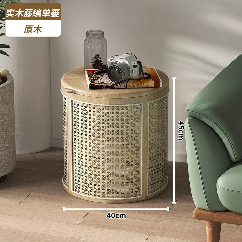 Table basse de balcon en rotin, rangement rond, panier pour vêtements sales, chevet, salon, canapé, petite table d'appoint