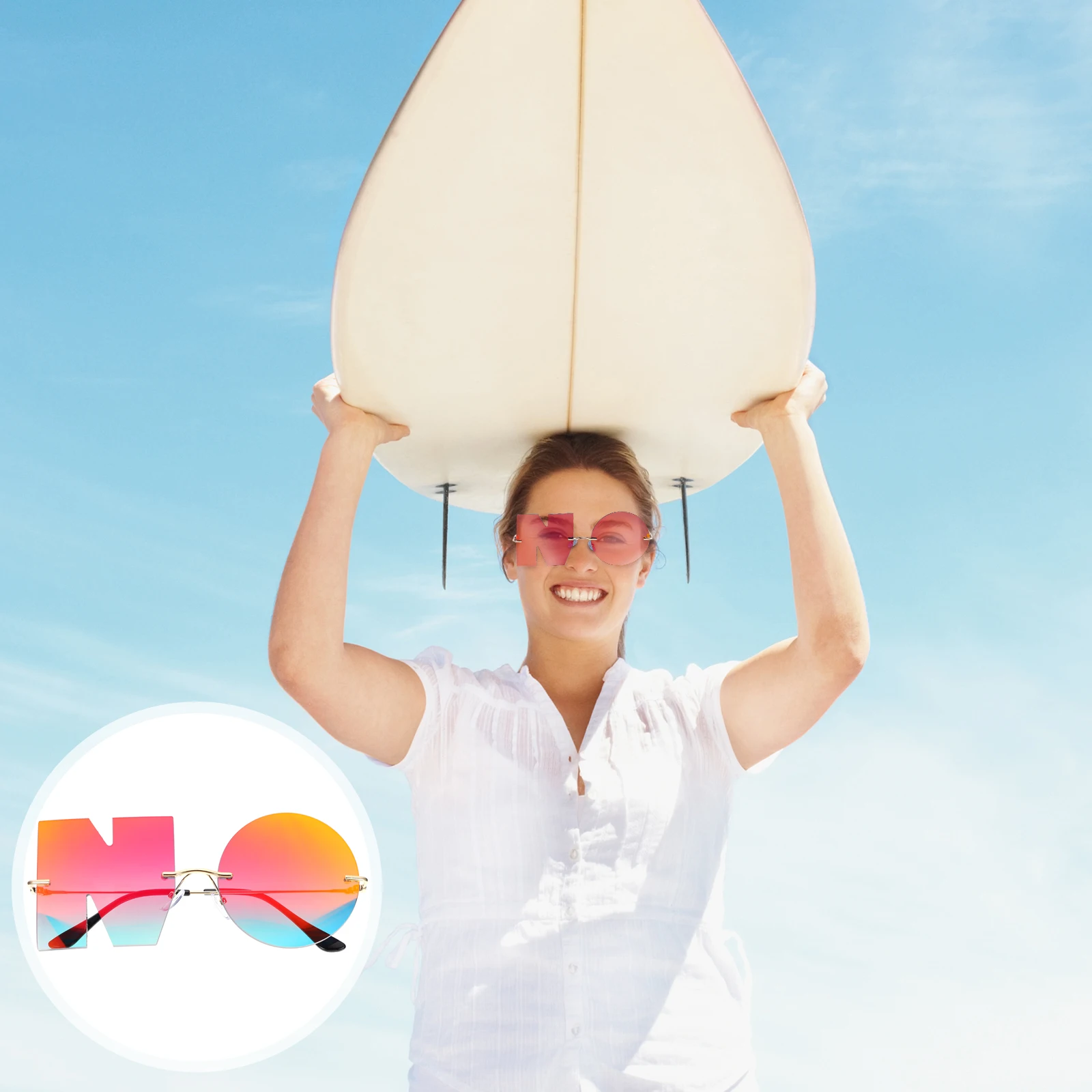 

1Pc Sunglasses Trendy Oversized Eyewear Alloy Creative Design Durable Safe Unique Look Bright Decorative Effect Picture Taking