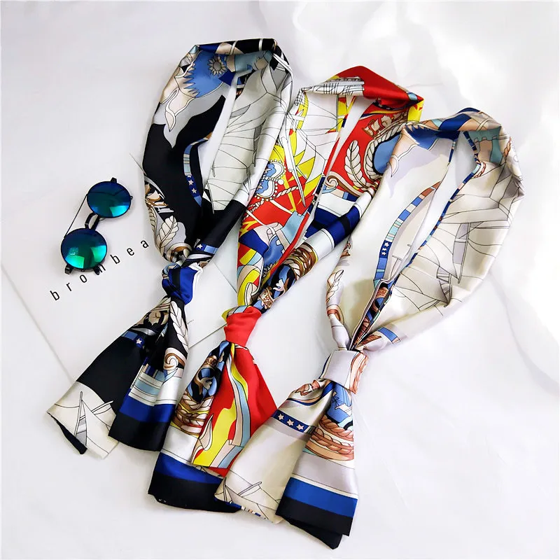 Print Long Ribbon Scarf Scrunchies Hair Band Headband Neck Scarves Professional Scarf Bag Hat Decoration Accessories for Women