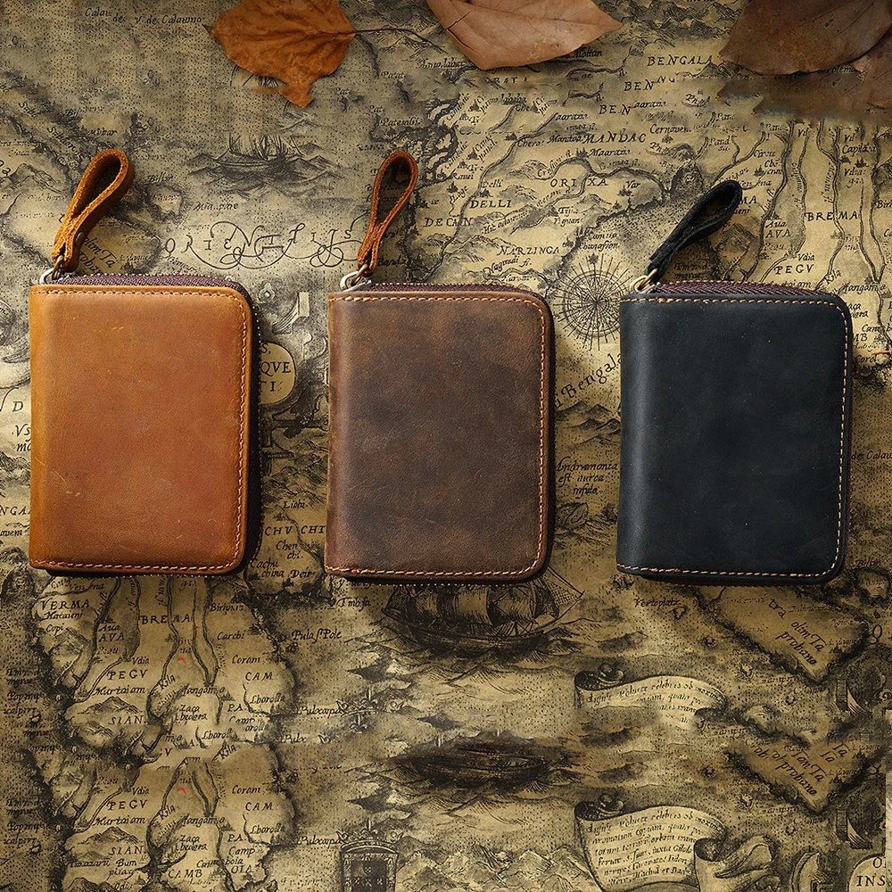 대용량 카드 홀더 다중 슬롯 천연 가죽 빈티지 동전 지갑 아코디언 지갑 다중 카드 정리함