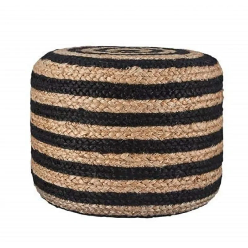 

Ottoman Cover Natural Braided Jute Foot Stool Cover Floor Décor Modern Room Pouf