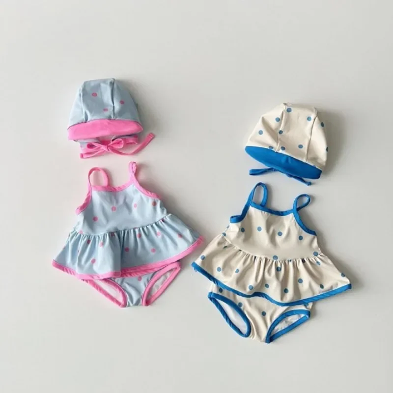 Swimwear For Children Summer Girls Swimsuit 3 Pieces Swimsuit 1-5T Girl Sleeveless Swimming Wear Rainbow Mermaid Bathing Suits