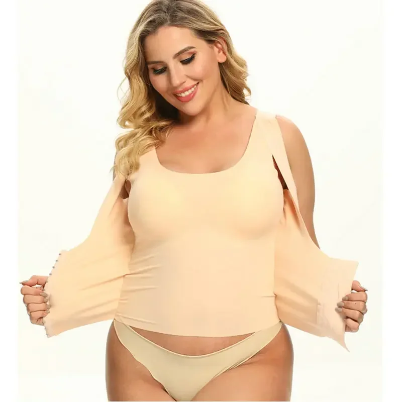 Long 12breasted Corset Correction Vest Underwear No Trace No Underwire Adjusting Bra Correction Hunchback Women's Large Size Bra