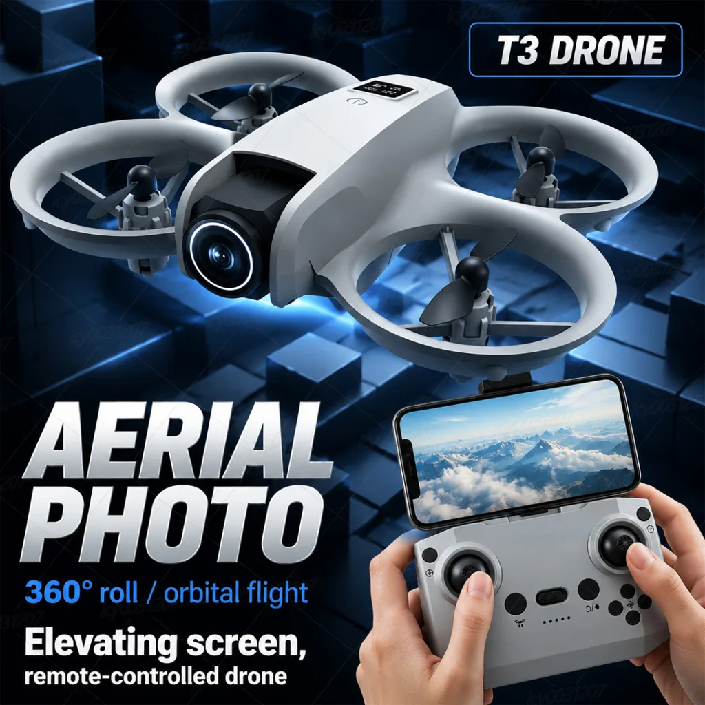 NEW T3 Mini 8K Drone Dual Camera WiFi FPV Obstacle Avoidance Brushless Optical Flow Profession Quadcopter Toy Gift for Beginners