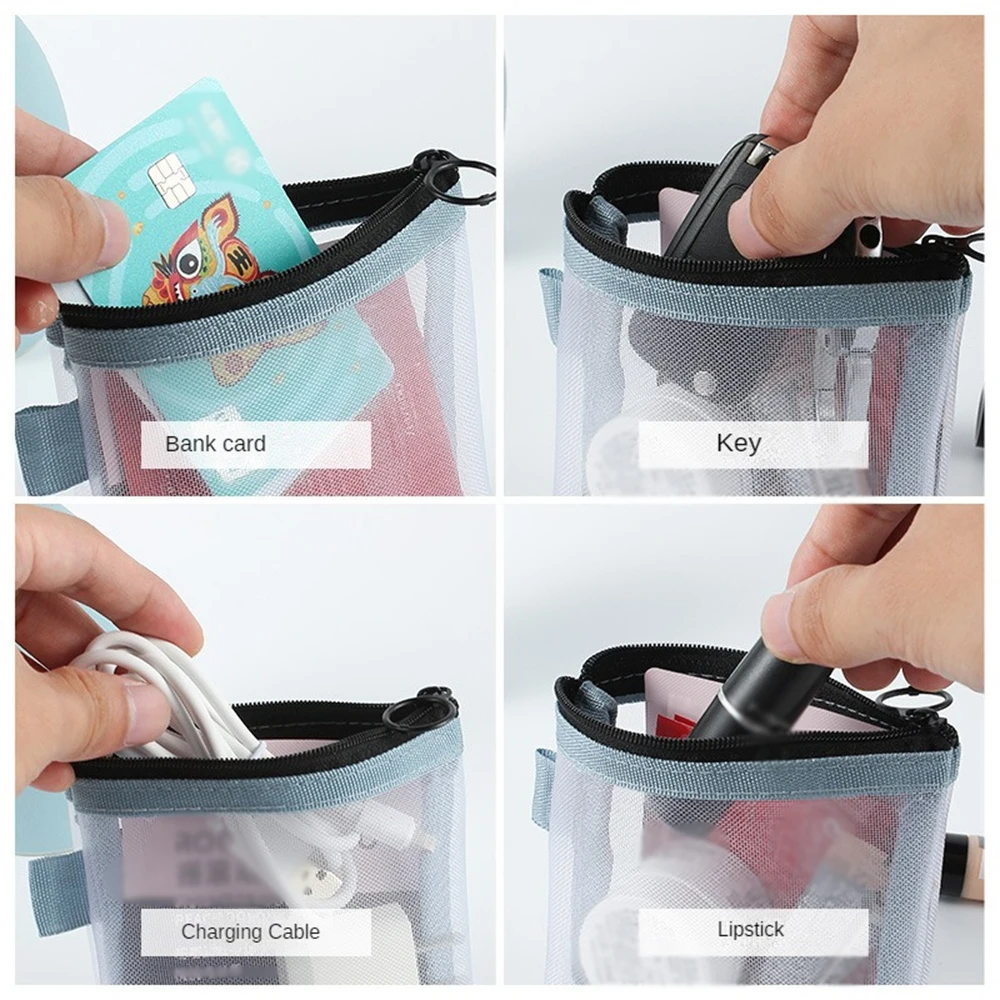 1~10PCS Transparent Mesh Portable Mini Coin Bags Wallet Purse Travel Key Earphone Data Line Storage Bag Small Makeup Case