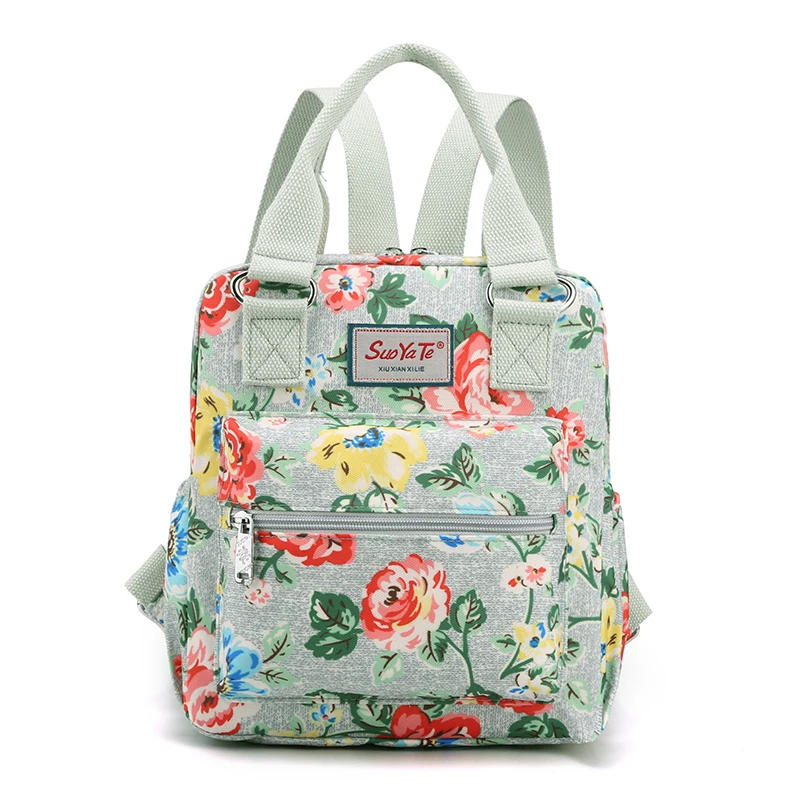 Pastoral style Women Backpack Girls Nylon Travel Daypacks Printed Flower Vintage Rucksack Youth School Female Backpack