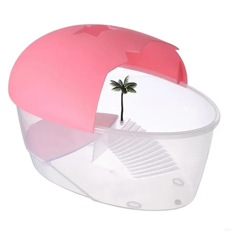 KX4B Small Habitat for Turtle for Tank Terrarium Clear Breathable with Baskin