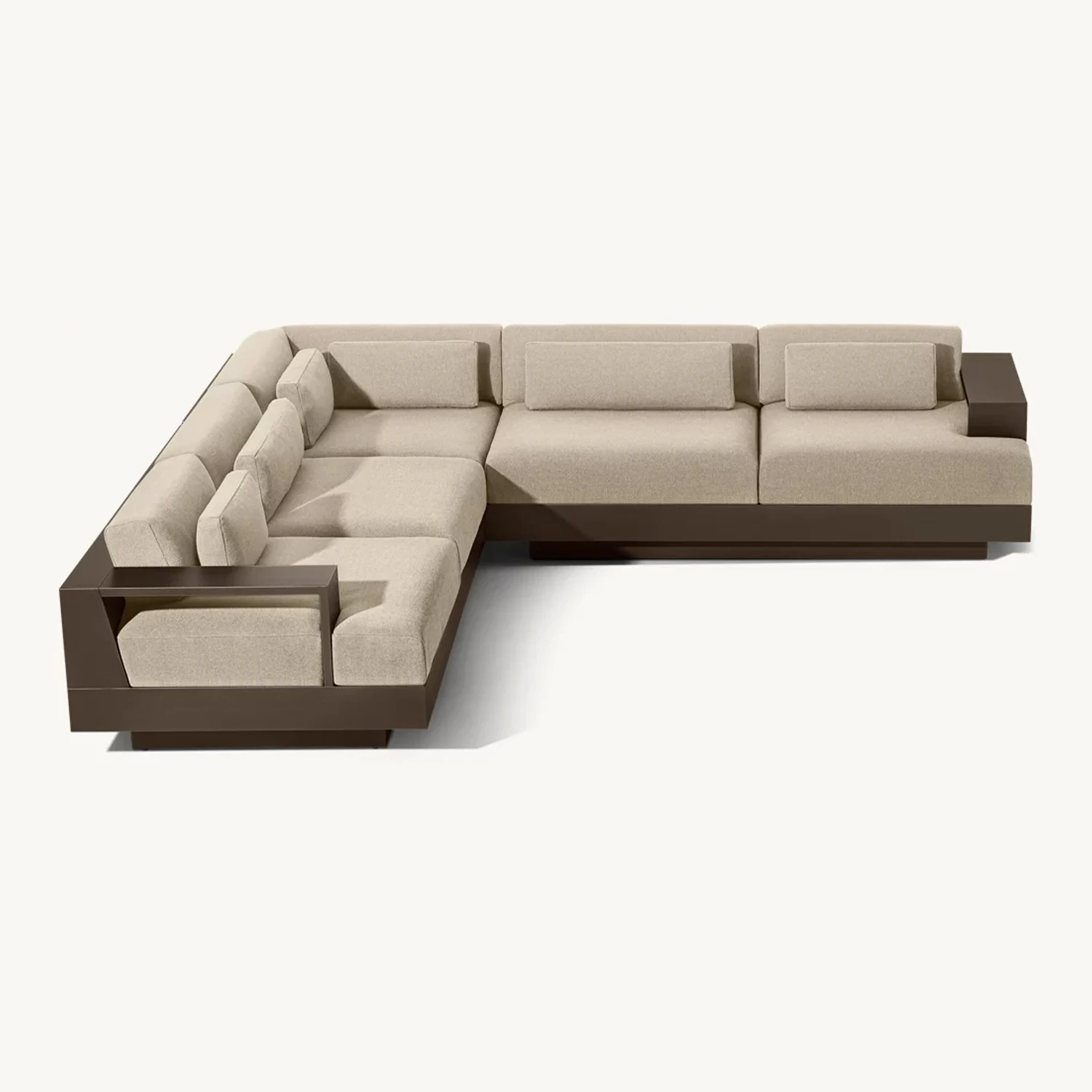 Luxury Metal Aluminum Frame Sectional Sofa, Patio Outdoor Garden Furniture, 7-Piece Set for Relaxation