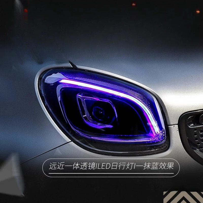 Suitable for Mercedes-Benz Smart Headlight Assembly Modification Daytime Running Light Full LED Light Source Lens Headlight One