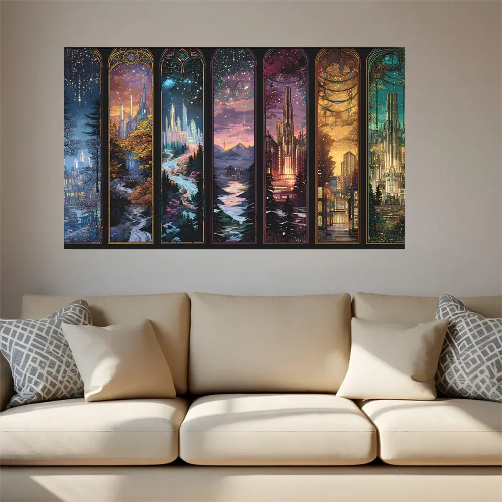 Large Size Night Court, City of Starlight, Diamond Embroidery Kit, Full Square Round Diamond Painting Art, DIY Home Decor
