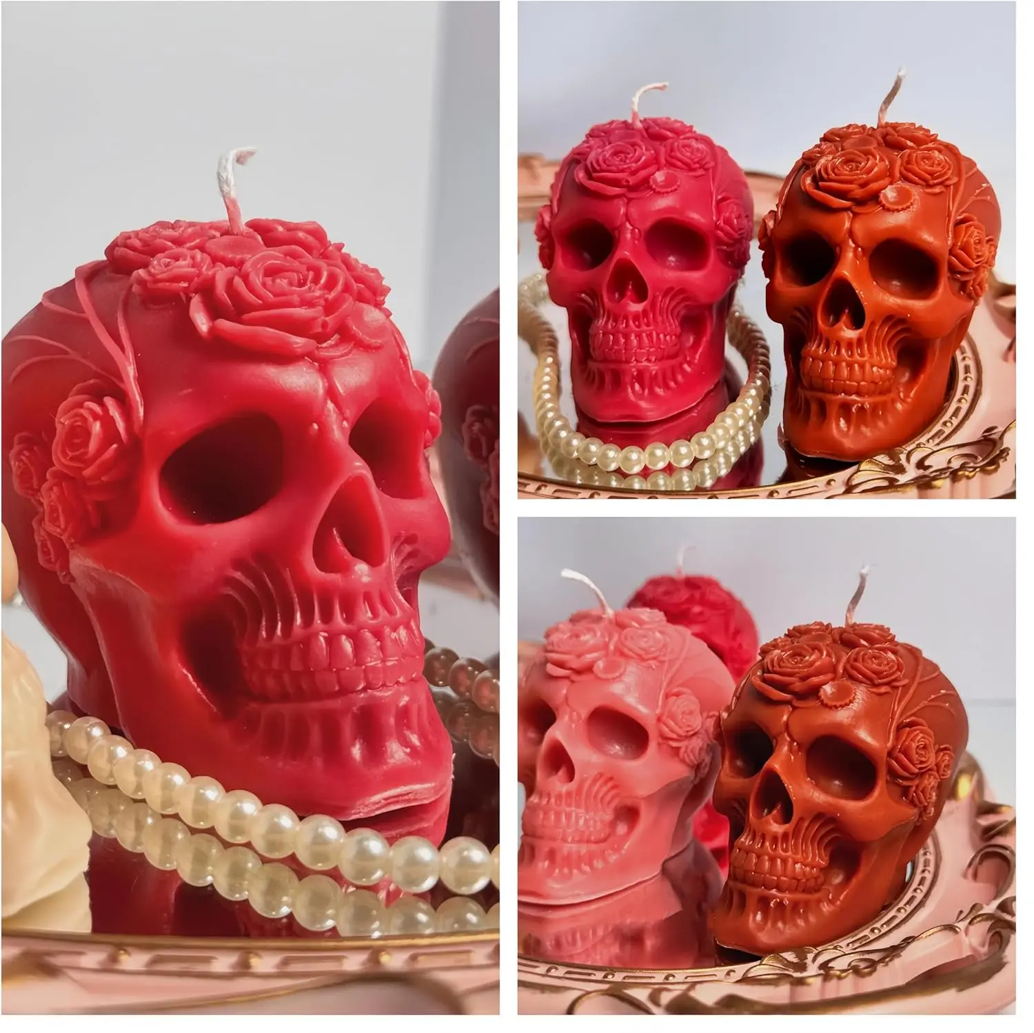 3D Schädel Kerze Form Skelett DIY Kerze Herstellung Formen Harz Handwerk Witchy Decor Geist Dekor Wiederverwendbare Halloween Geschenk