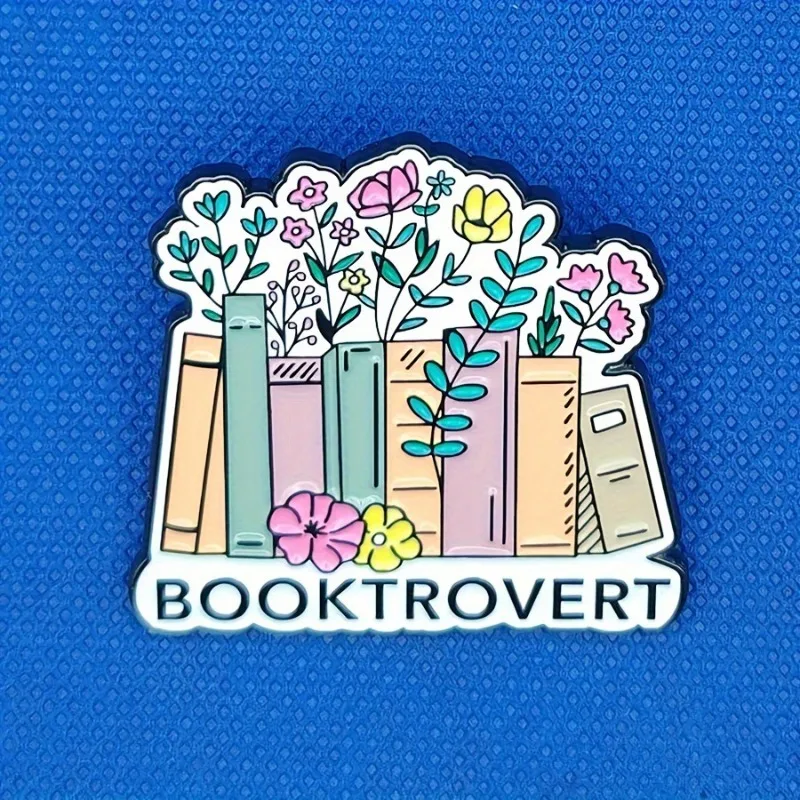 Creative Books Flower Cartoon Enamel Pin Love Books Introverted People Metal Badge Reading Enthusiasts Fashion Jewelry Gifts