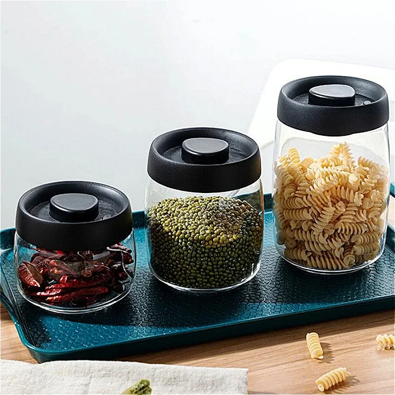 

TOPLIVING 350ml/750ml/1000ml Creative Vacuum Coffee Beans Storage Bottles Storage Tank Food Grains Container Can Mason Jar Seale